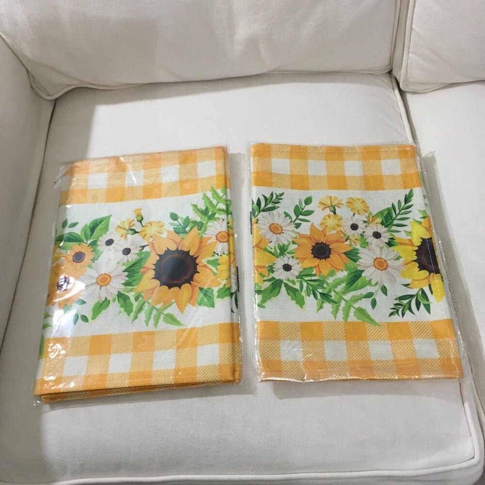 Set of 2 Sunflower Linen SpringTable Runners
